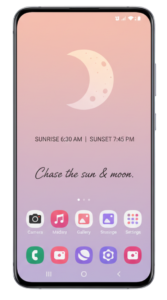 Custom KWGT widget on aesthetic Samsung home screen