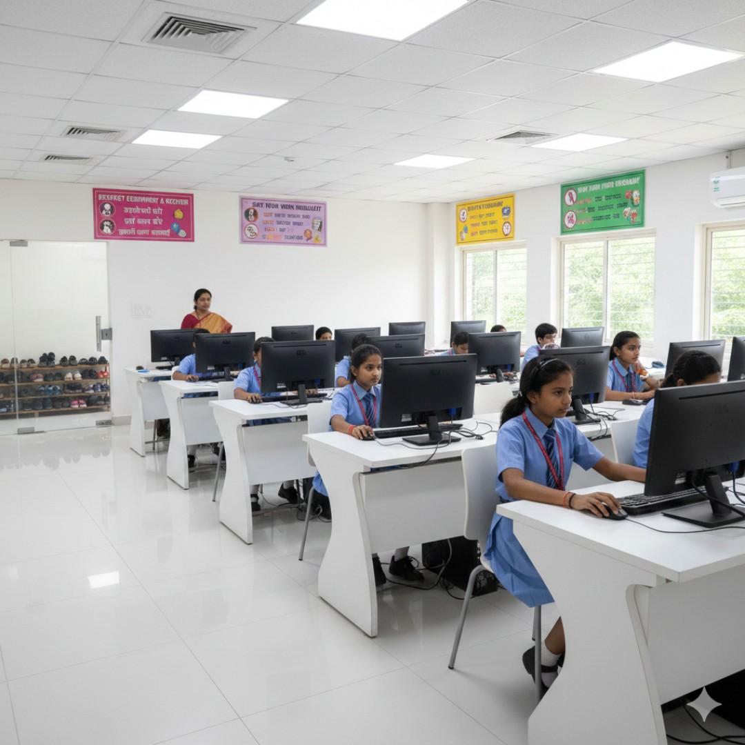modern Indian school computer lab
