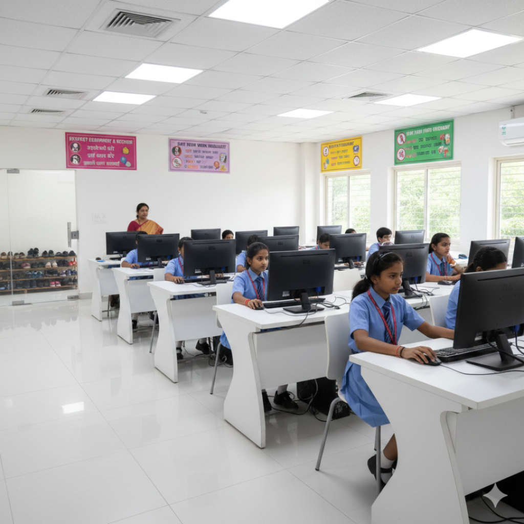 modern Indian school computer lab