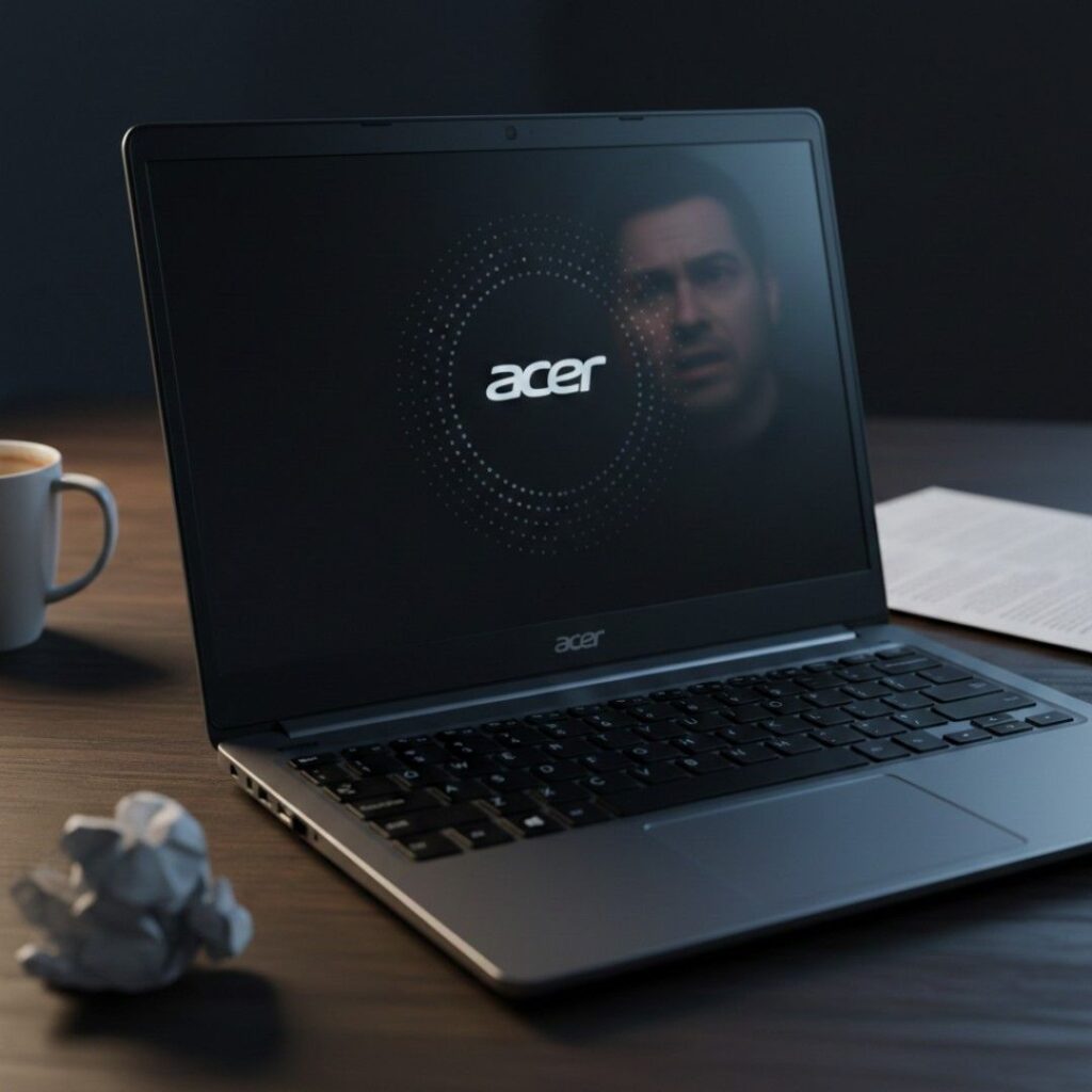 Acer laptop stuck on loading screen showing Acer logo with spinning dots