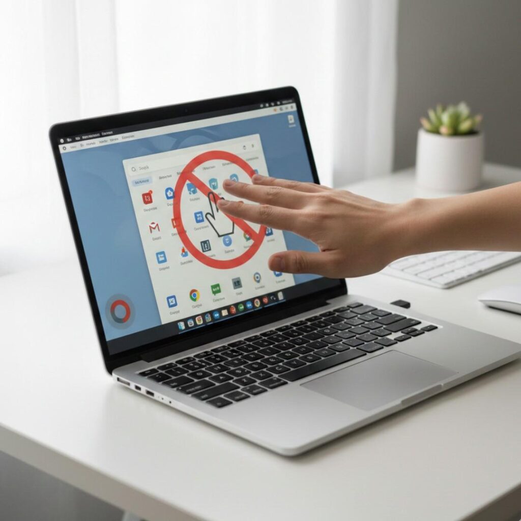 Chromebook laptop with touchscreen disabled