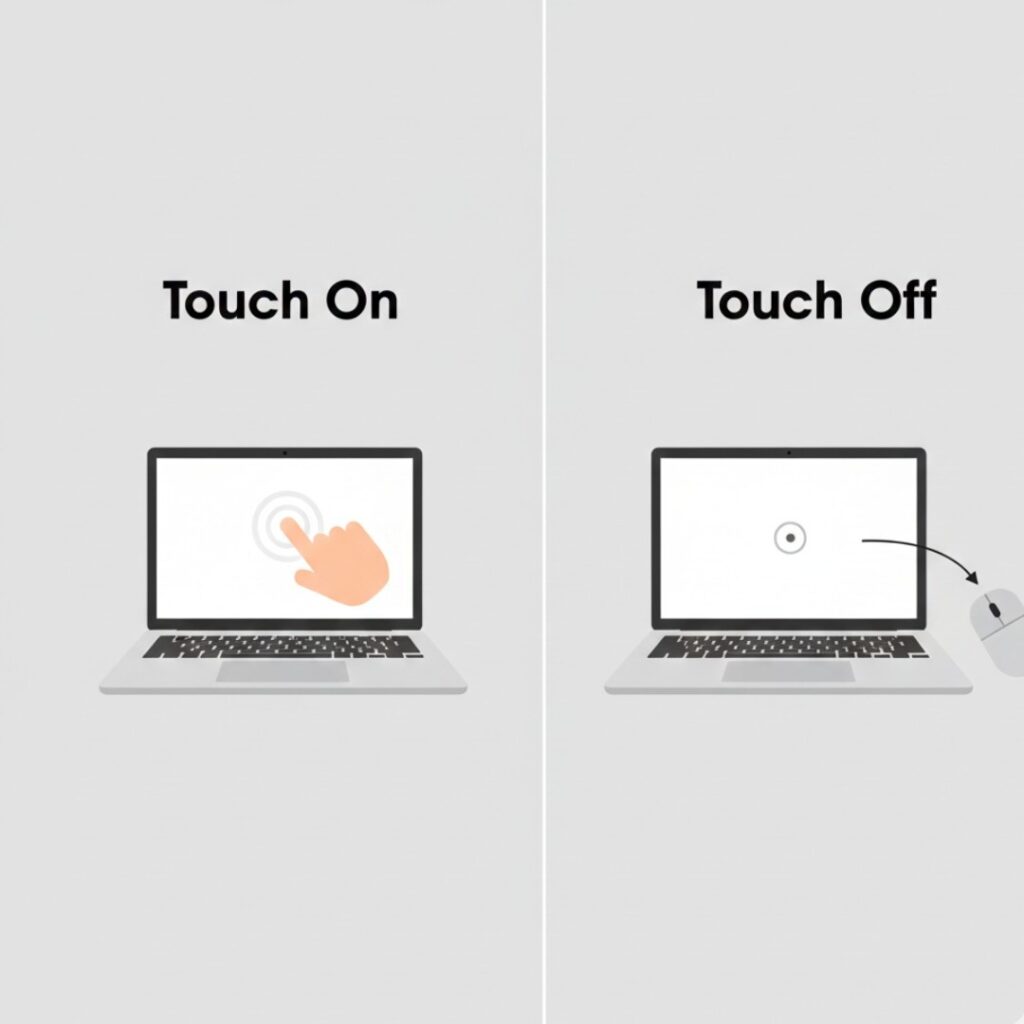 Comparison of Chromebook touchscreen enabled versus disabled