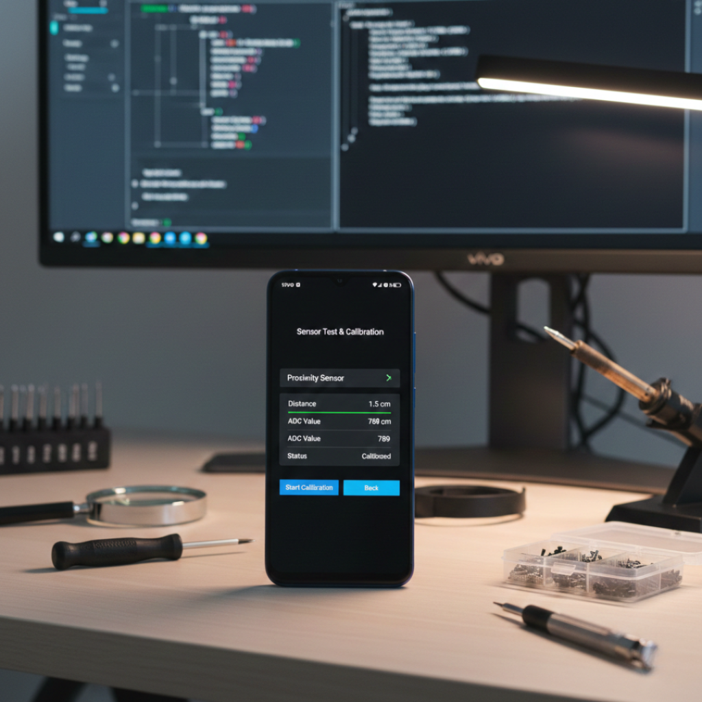 Vivo S1 engineering mode screen showing proximity sensor calibration test