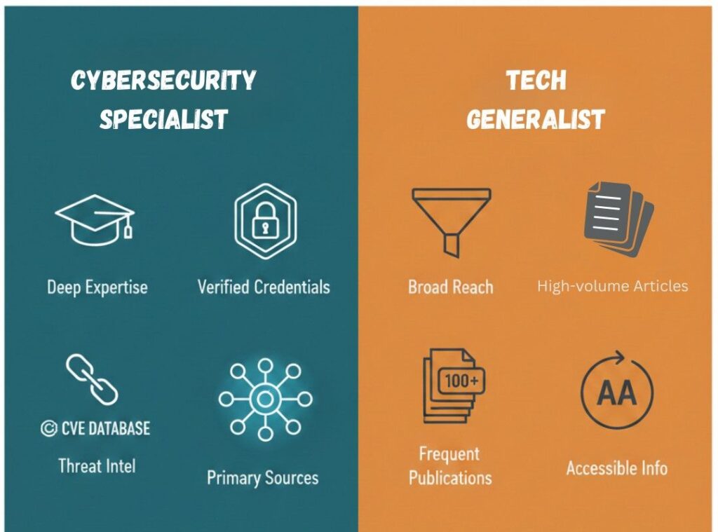 cybersecurity specialist journalists versus tech generalist