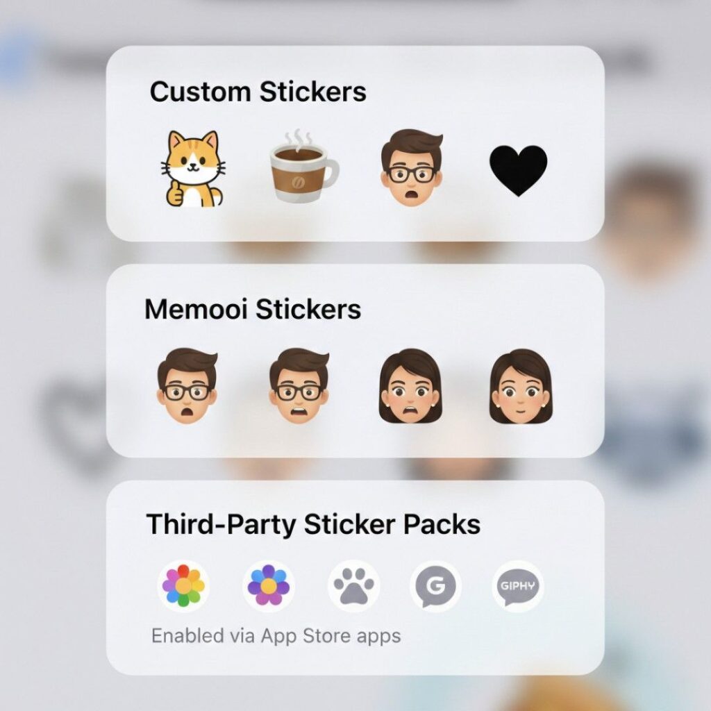 iPhone Messages app sticker panel