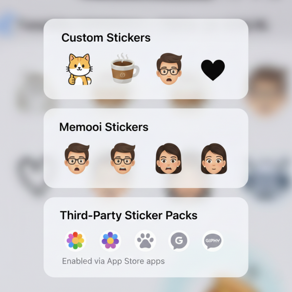 iPhone Messages app sticker panel
