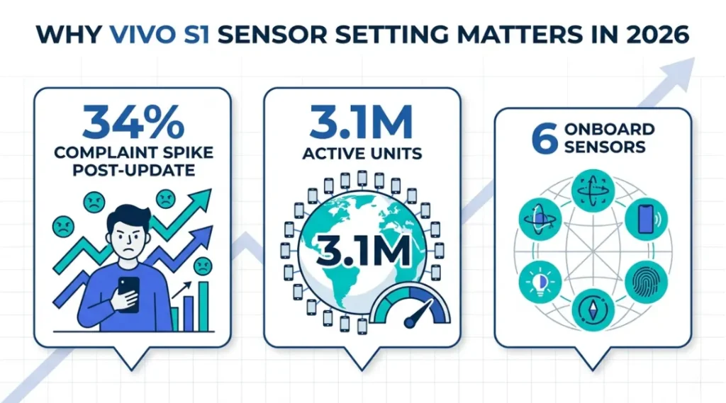 Infographic showing why vivo s1 sensor setting matters in 2026 with three key statistics highlighted