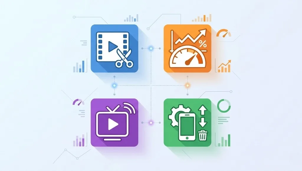 best software tools comparison 2026 covering video editing, benchmarking, streaming, and management