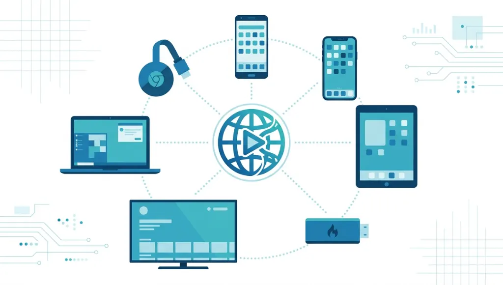 streameast app compatibility showing Android phone iPhone iPad Amazon Firestick Android TV Windows Mac and Chromecast device icons