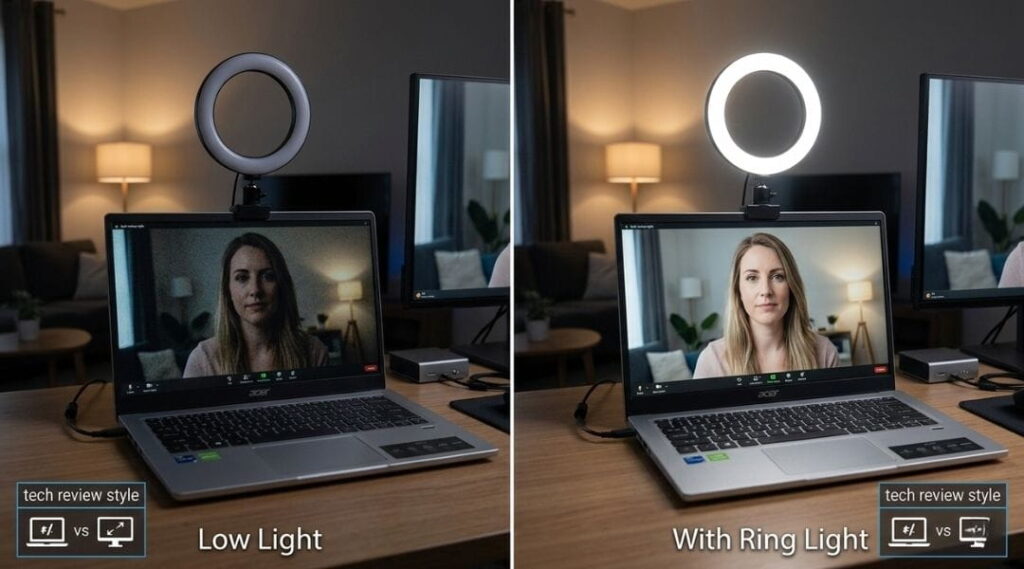 webcam quality with ring light