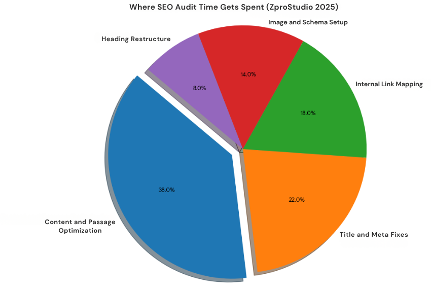 Pie cahart for on page seo checklist