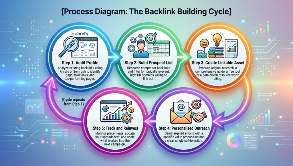 Process Diagram for how to build backlinks