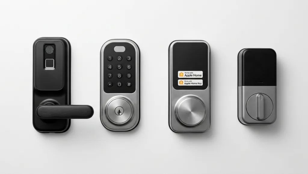 Four best smart locks of 2026 compared side by side including Kwikset, Yale Assure Lock 2, Schlage, and August