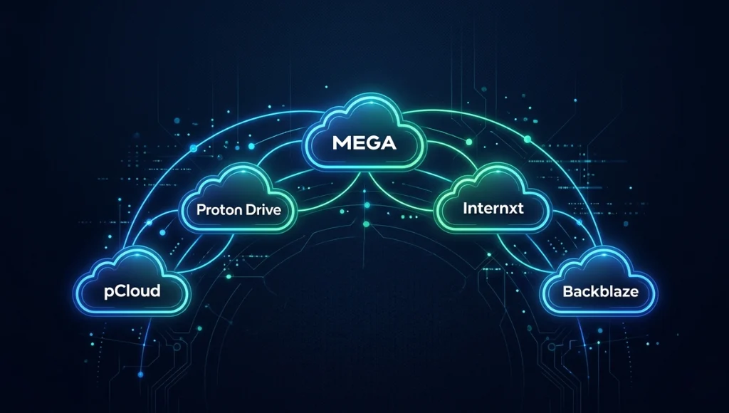 Comparison of the best cloud storage alternatives in 2026 including pCloud, Proton Drive, MEGA, and Internxt
