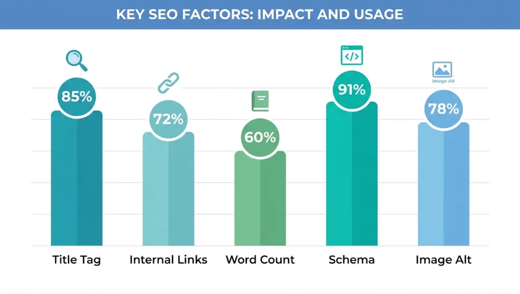 Bar chart showing on page SEO ranking factor impact percentages for 2026