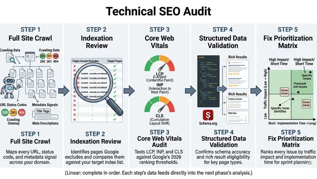 process diagram for technical seo audit