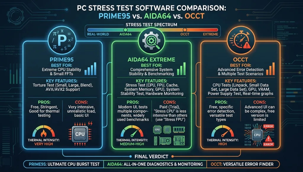 Best processor stress test software comparison chart