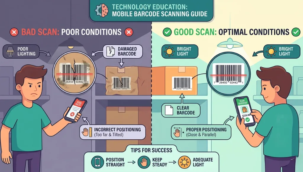 product code scanner app mistakes with barcode scanning setup
