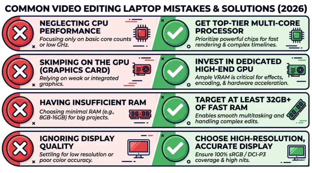 Common mistakes to avoid when buying the best laptop for video editing with correction guide