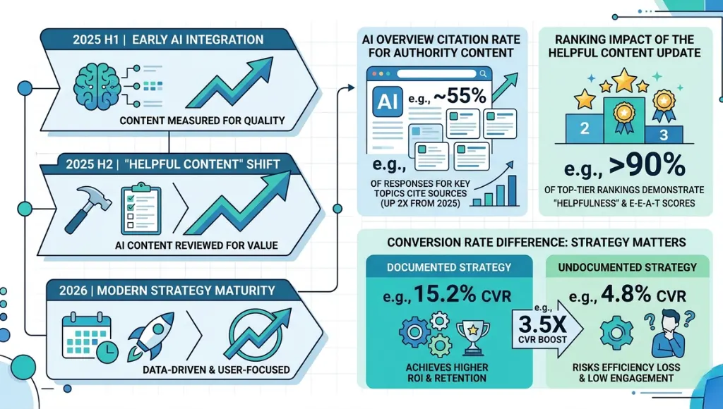 Infographic showing why content marketing strategies matter for tech companies in 2026 with key statistics