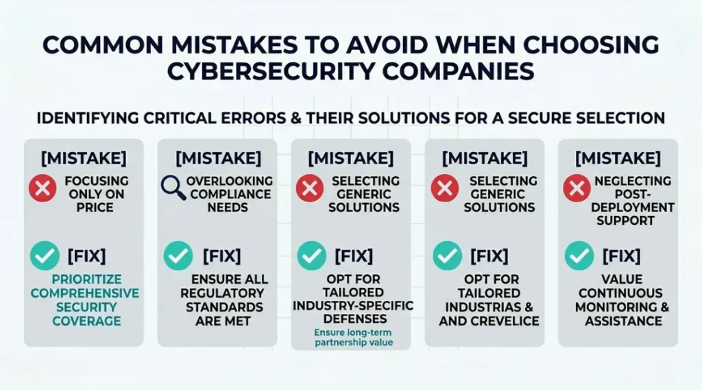Common mistakes to avoid when choosing cybersecurity companies, with fixes for each error