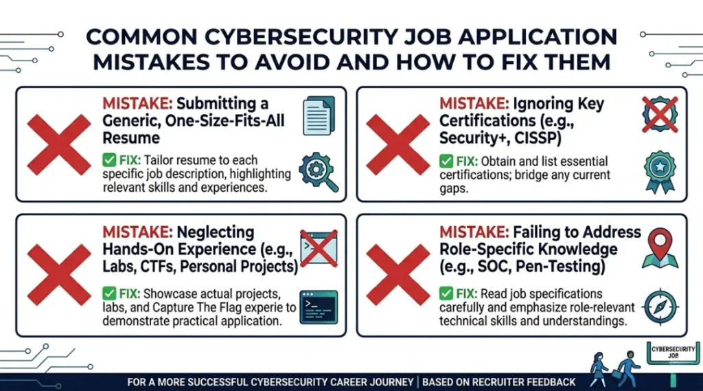 Common cybersecurity jobs application mistakes to avoid and how to fix them