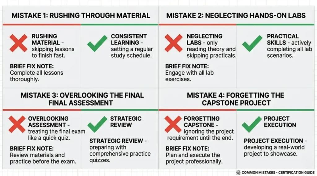 Common mistakes to avoid with the Google Cybersecurity Certificate and how to fix each one