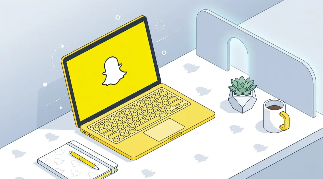 A person using Snapchat on a laptop screen in 2026, showing the snap camera interface open on a modern Windows laptop