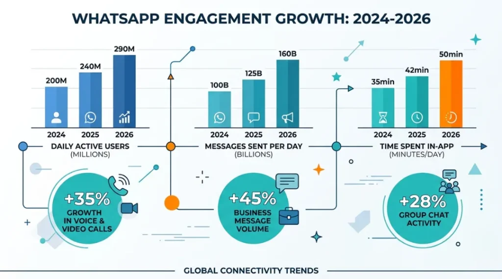 Infographic showing why laptop WhatsApp status matters for social connection in 2026