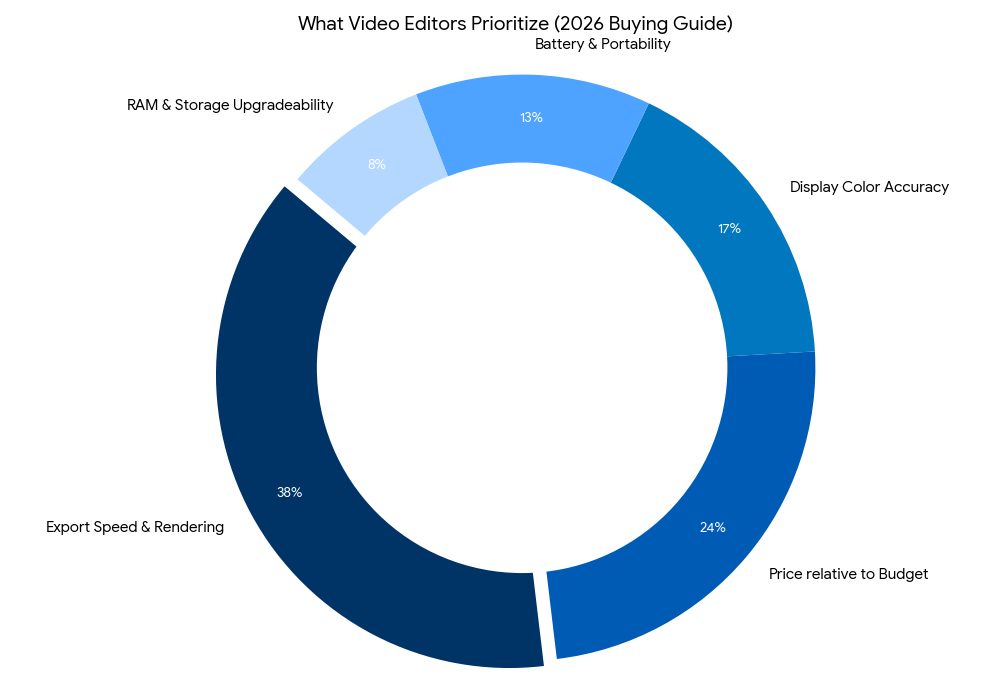 pie chart best laptops for video editing