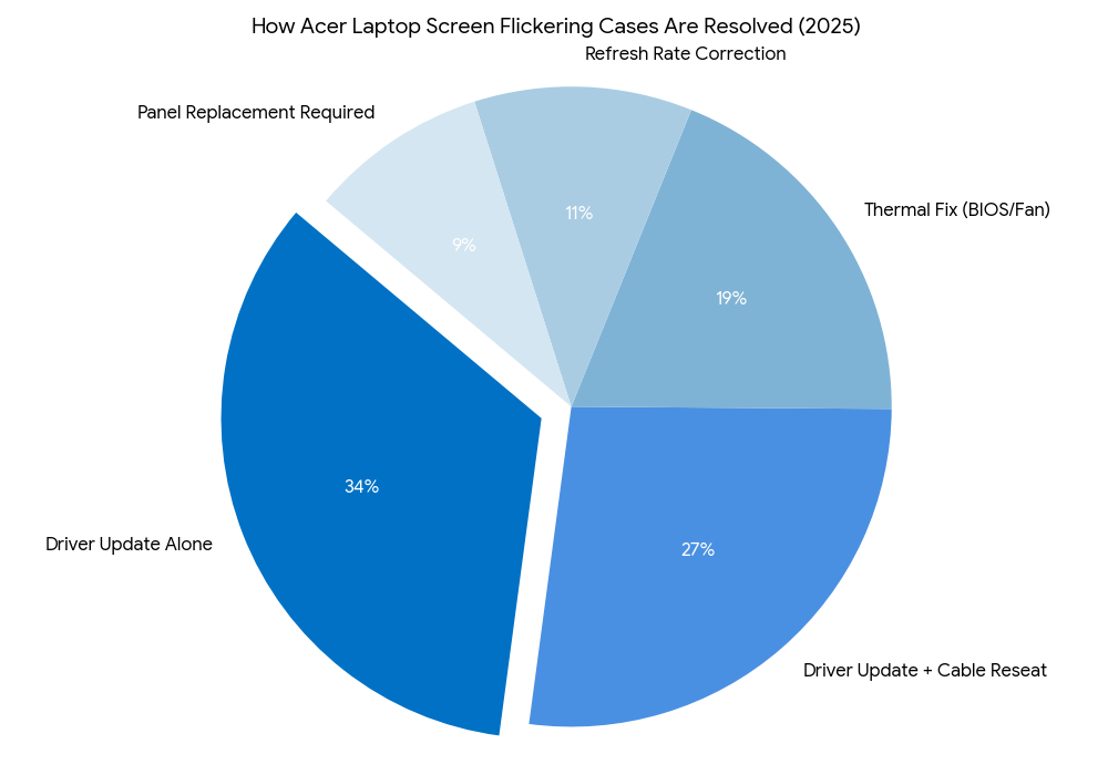 pie chart for acer laptop flashing screen
