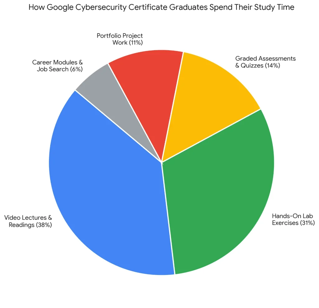pie chart for google cybersecurity certificate