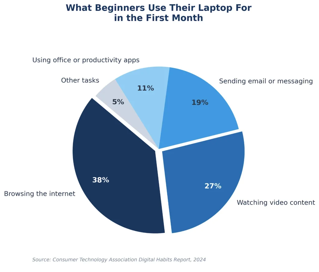 pie chart for how operate laptop