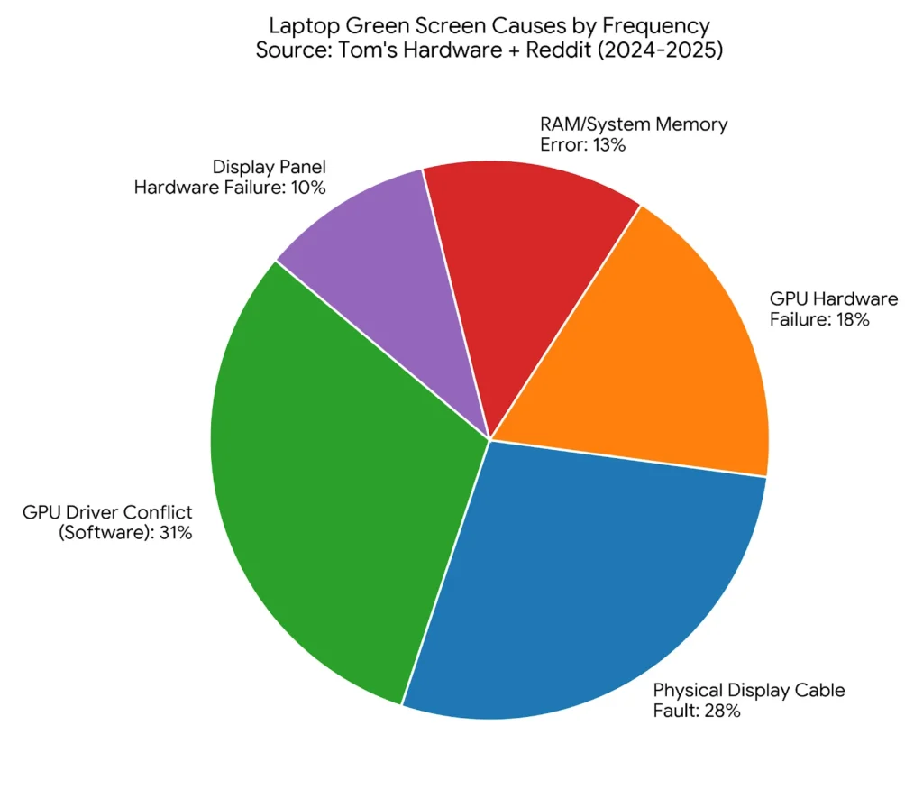 pie chart for how to fix laptop green screen