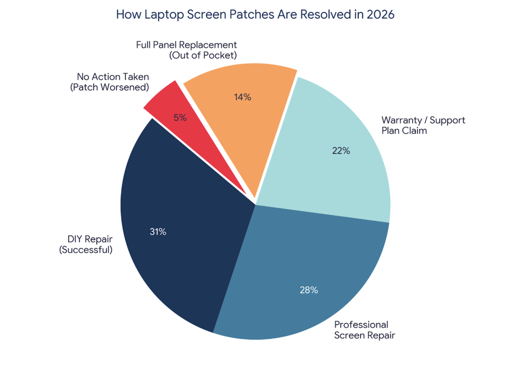 pie chart for patches on laptop screen