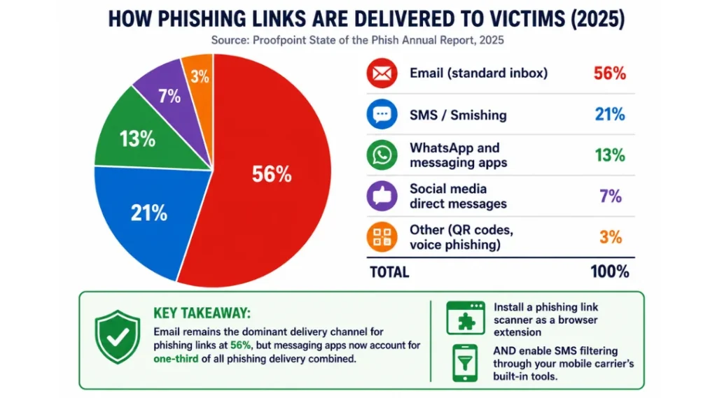 pie chart for what is a phishing link