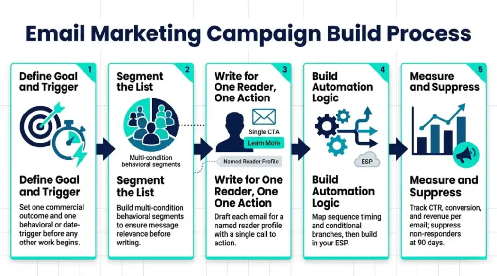 process diagram for email marketing campaign
