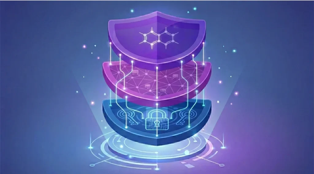 Conceptual illustration showing layers of online privacy protection relevant to choosing a free VPN in 2026