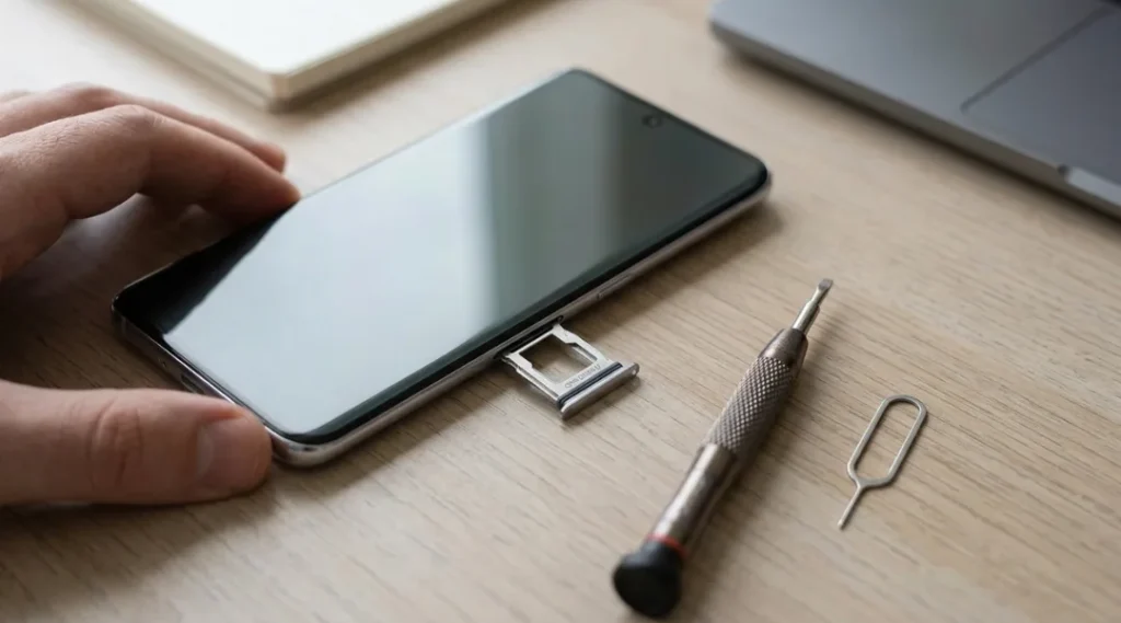 Checking OPPO phone model number printed on SIM tray slot