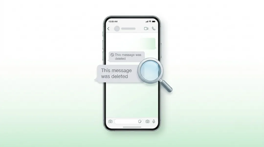 How to read deleted messages on WhatsApp — phone screen showing deleted message placeholder with recovery options highlighted