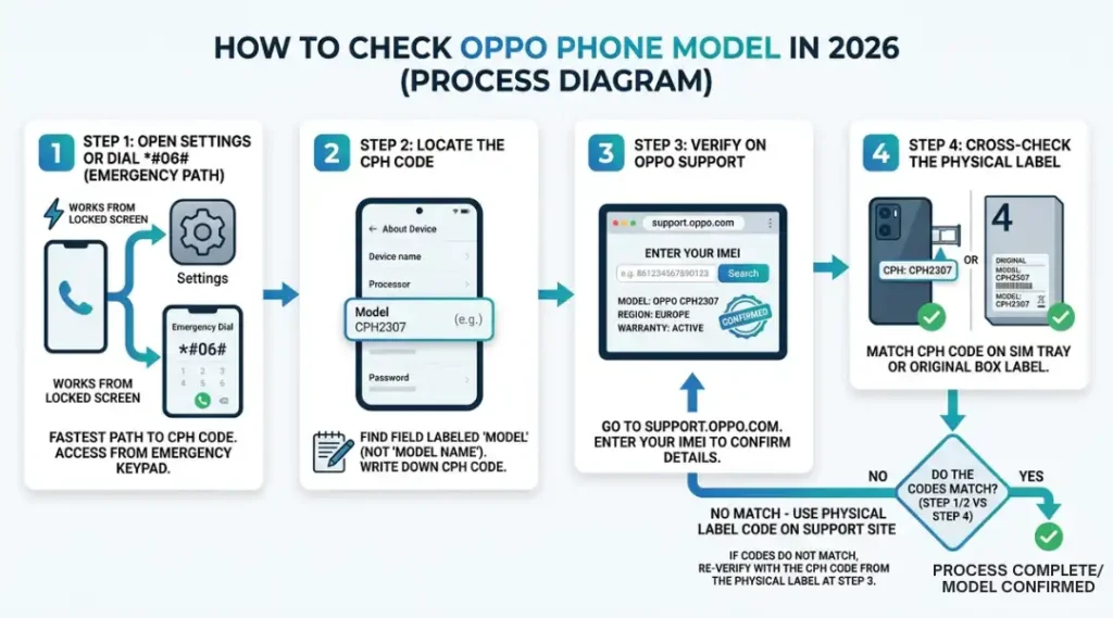 process diagram for how to check oppo phone model