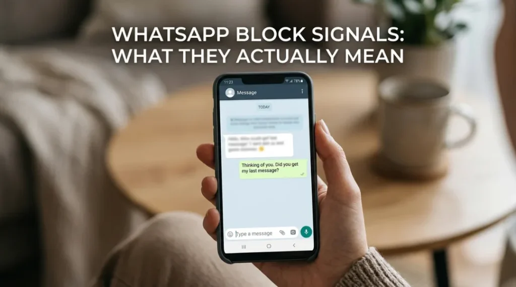 Person checking their WhatsApp messages on a smartphone with a single grey tick visible on an undelivered message- How to Know If Someone Has Blocked You on WhatsApp