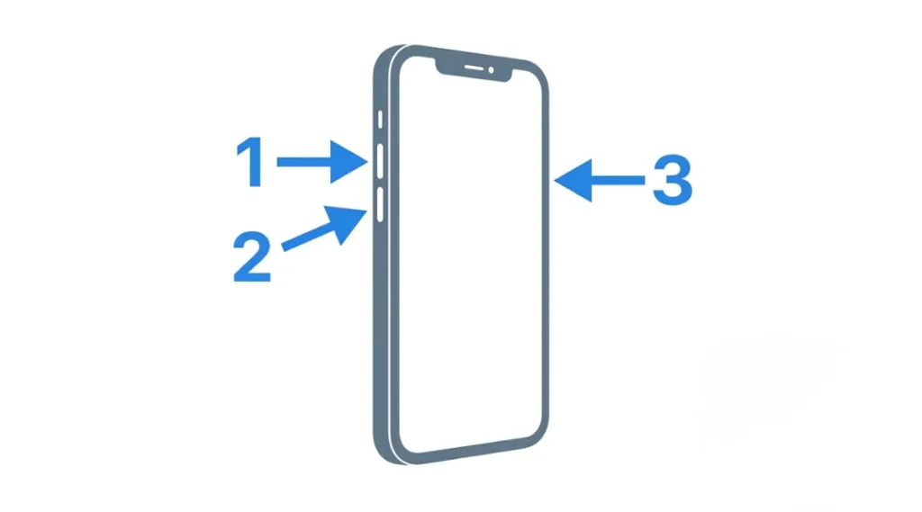 Step-by-step button sequence for force restarting an iPhone that won't charge
