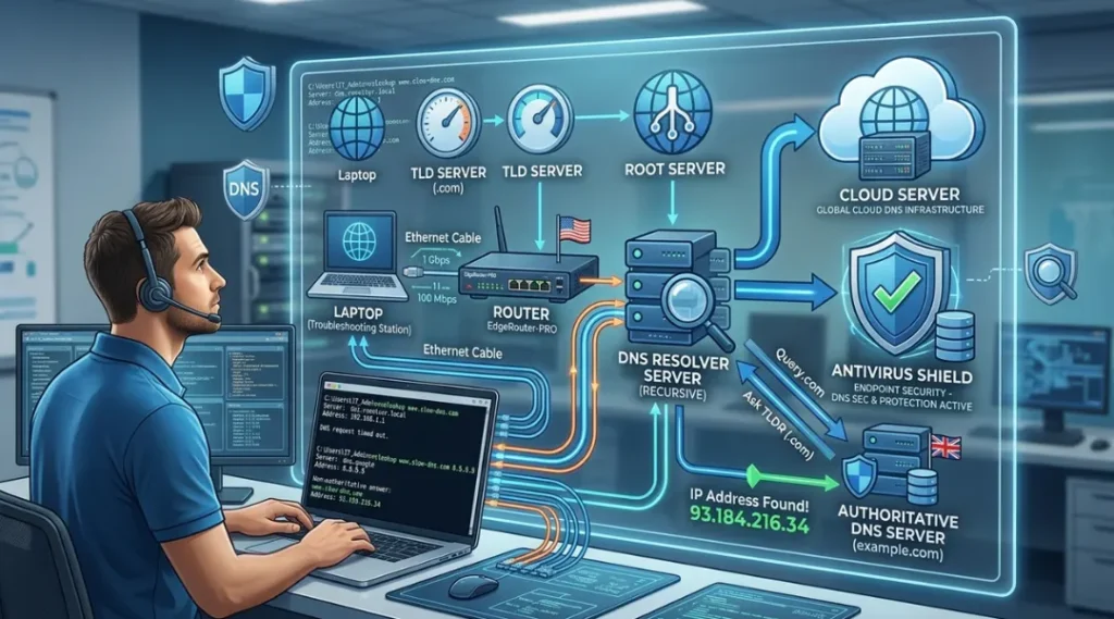 Troubleshooting slow DNS lookup step by step